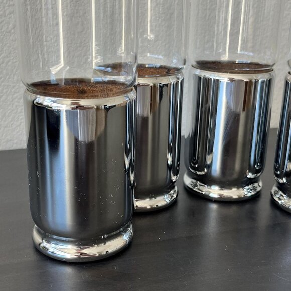Vintage Hellerware Chrome Cork Glasses // Set of 4 MCM Atomic Chrome Tumblers - Picture 6 of 6